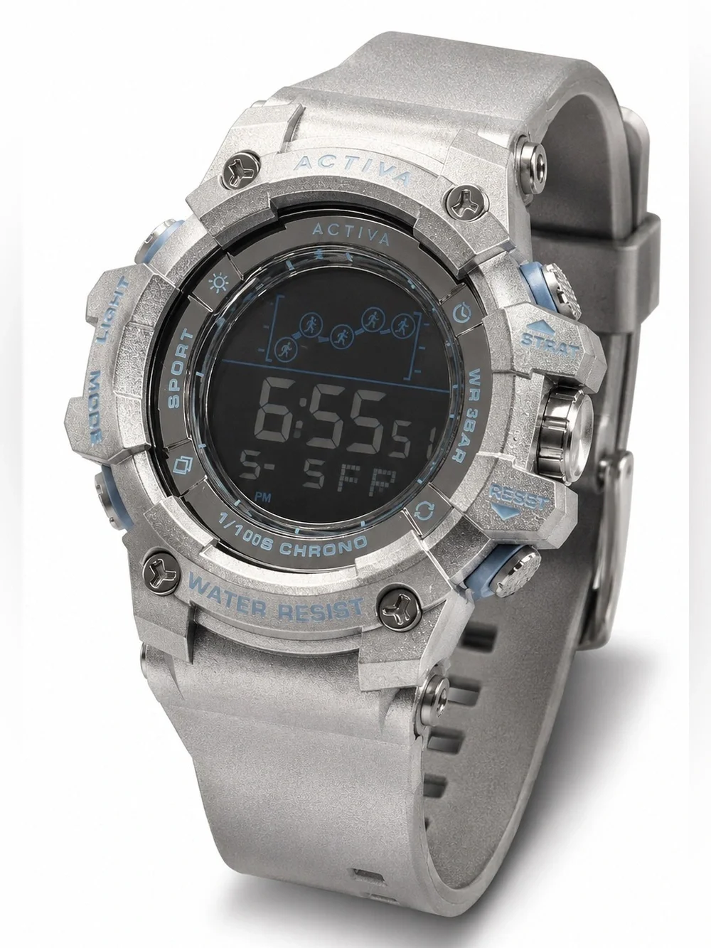 Activa X Invicta ACW8082-025 Unisex 50mm Silver Digital Sport Watch NIB